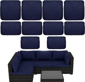 lot 371042 image: Outdoor Cushion Covers Replacement 10 Pcs Patio Cushion Covers fit for 4-Seater Wicker Rattan Sectional Couch Sofa Outdoor Cushion Slipcovers Set Seat and Back Cover Only, Blue