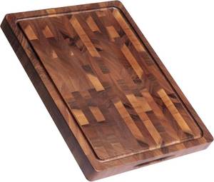lot 371046 image: Walnut Wood Cutting Boards for Kitchen, Large Chopping Board Double Sided, End Grain Cutting Board with Handle, Charcuterie Butcher Block for Meal Prep & Serving with Gift Box, 17 13 1