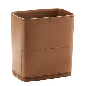 lot 371051 image: Polytree Bathroom Trash Can 1.8 Gallon(7 Liter) Small Kitchen Garbage Can,Decor Wastebasket for Bedroom Office,Brown Resin-Imitated Leather Effect
