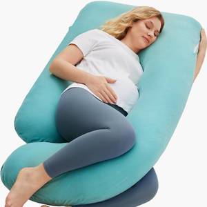 lot 471149 image: Momcozy U Shaped Pregnancy Pillows with Cotton Removable Cover, 57 Inch Full Body Pillow Maternity Support, Must Have for Pregnant Women, Tiffany Blue