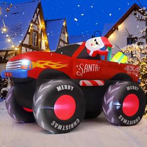 lot 471164 image: GOOSH 7.5 FT Long Christmas Inflatables Monster Truck Outdoor Decorations Blow Up Yard Santa Claus with Presents on Truck with Built-in LEDs for Garden Lawn Indoor Party D cor