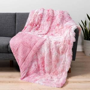 lot 471169 image: 2 Pack Pavilia Pink & Gray Fluffy Throw Blanket for Couch, Fuzzy Plush Warm Blanket, Super Soft Thick Faux Fur Sherpa, Tie-Dye, 50x60