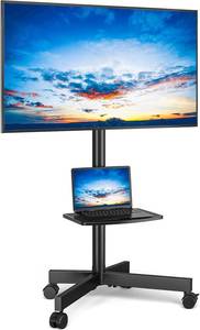lot 471185 image: Rfiver Mobile TV Stand for 23-60 Inch LCD LED FlatCurved Panel Screen TVs up to 88 lbs, Rolling TV Stand with Adjustable Shelf & Tilt, Portable Floor Stand on Wheels for Bedroom, Living Room, Office