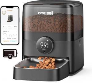 lot 471200 image: oneisall Cordless WiFi Automatic Cat Feeder, Tasty S2 Pro Rechargeable 100-Day Battery Operated Pet Feeder, 12 Cups3L Timed Cat Food Dispenser for Large Kibble, Smart App Control (Black)