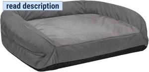 lot 171067 image: K9 Ballistics Tough Bolster Nesting Pillow Sofa Dog Bed with Removable Washable Cover - Durable, Water Resistant with Nonskid Bottom, Two-Tone Gray Velvet