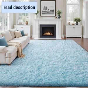 lot 171072 image: Ophanie 8x10 Light Blue Area Rugs for Living Room, Large Shag Bedroom Carpet, Big Indoor Thick Soft Nursery Rug for Boys and Girls Room Dorm Home Decor Aesthetic
