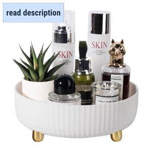 lot 471202 image: Anyoifax Makeup Perfume Organizer Tray 360 Degree Rotating Lazy Susan Skincare Lotion Organizer Spinning Cosmetics Storage for Dresser, Vanity, Bathroom Countertop, Small Ivory White