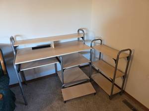 lot 52 image: Multi-Level Computer Desk with Monitor Shelf and Matching Book Shelf