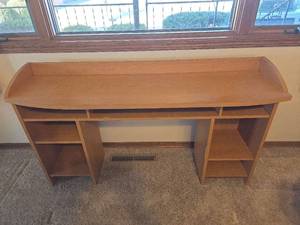lot 58 image: Wood Desk with Storage Shelves