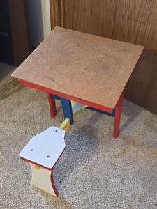 lot 62 image: Wooden Childrens School Desk with Pegboard