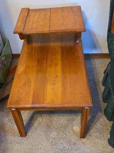 lot 67 image: Two-Tier Solid Wood End Table (Top Tier Needs Tightened)