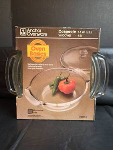 lot 203 image: Anchor Ovenware 1.5Qt Glass Casserole with Cover