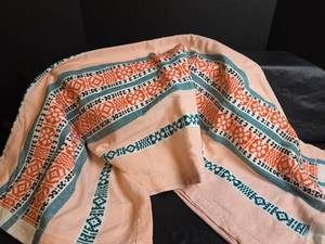 lot 266 image: Southwestern Pattern Linen Tablecloth