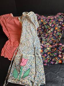 lot 326 image: 3 Vintage Hand Sewn Smock- Like Aprons