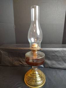 lot 377 image: Decorative Glass Oil Lamp with Amber Base