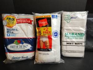 lot 419 image: Mens White Cotton Briefs Multi-Pack Bundle, ML