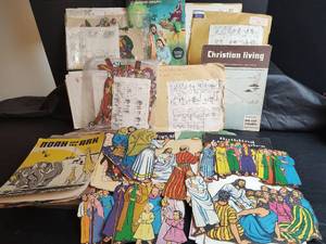lot 451 image: 1960s Christian Living Bible Story Teaching Set with Die Cut Figures