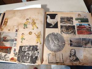 lot 469 image: Vintage Oversized Mixed Media Photo Collage Collection Scrapbook