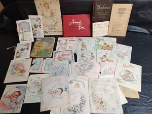 lot 475 image: Vintage 1940s Diploma, Baby Book and Greeting Card Collection and More