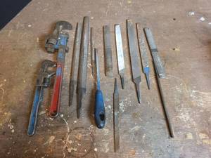 lot 1534 image: Collection of Metal Files and Pipe Wrenches