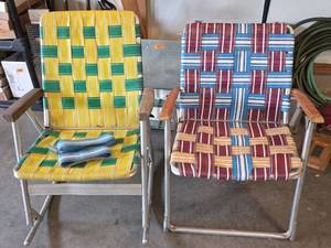 lot 1584 image: 1960s Woven Lawn Chairs - Set of 2