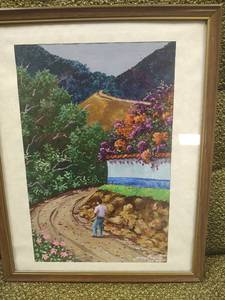 lot 42 image: Original Coastal Path Landscape Painting by Jorge Duarte, Costa Rica, 12 x 15