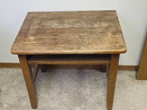 lot 1168 image: Antique Wooden School Desk with Storage Shelf