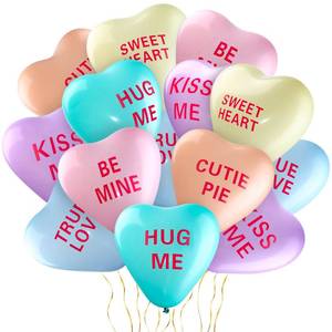 lot 54240 image: 30 Pcs Valentines Day Heart Balloons 12 Inch Conversation Balloons Latex Candy Heart Shaped for Propose Wedding Engagement Anniversary Party Decorations(Light Colors, Romantic)