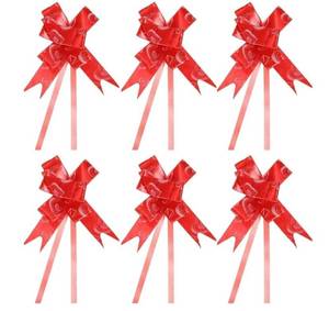 lot 54246 image: Gift Pull Bows, 100 Pcs Baskets Present Wrapping Bows Heart Pattern Christmas Bow Gift Bows Bulk for Birthday Party, Red
