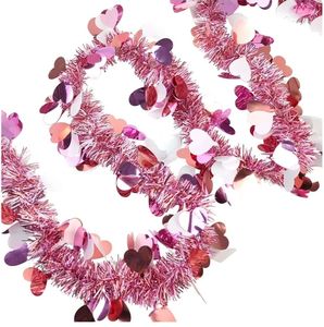 lot 54248 image: 39.3 Feet Valentines Day Heart Tinsel Garland, Rose Gold, Cream, Light Pink