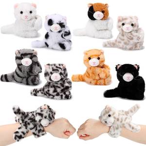 lot 54252 image: 4 Pack Kids Plush Gifts Stuffed Animal Cat Slap Bracelets, 8 Inch Wrist Cute Snap Bracelet Birthday for Boys Girls Child Bulk Item Pet Adoption Party Favors(Kittens) - Retail $15