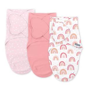lot 54256 image: Ingenuity Monogram Collection Baby Swaddle, 100% Cotton, Improves Sleep & Calms Startle Reflex, 0-3 Months, Pocket Fold Design for Easy Changes, 1.0 TOG, 3-Pack - Rainbow - Retail $26