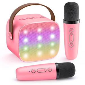lot 54263 image: Karaoke Machine for Kids, Portable Mini Speaker with 2 Wireless Microphones, 2026 Top Toys Birthday Gifts for Girls 3, 4, 5, 6, 7, 8, 9, 10, 12 Years Old Toddler Party Grandkids Present (Rose) - Retail $27