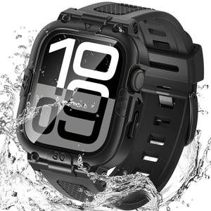 lot 54264 image: 3 in 1 Waterproof Case with Band for Apple Watch with Built-in Tempered Glass Screen Protector 42mm, 360° Shockproof Bumper Face Cover with Band for Apple Watch Series 11 Series 10, 42mm - Retail $19