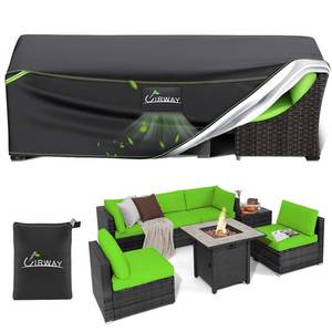 lot 54277 image: Patio Furniture Covers Waterproof, 84L x 44W x 28H Outdoor Sectional Sofa Covers for Winter with Air Vent, 420D Heavy Duty Outdoor Coffee Table Chair Cover Rectangular with Reflective Strips - Retail $28