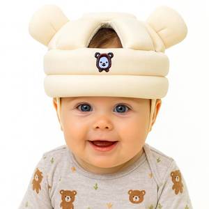lot 54280 image: Baby Head Protector for Crawling Walking, Infant Helmet with Foam Bumpers, Adjustable Baby Helmet for Crawling Walking, Toddler Helmet - Head Protector for Baby Walking 12-24 Months. (Beige) - Retail $25