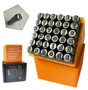lot 54281 image: Number and Letter Stamp Set 36 PCs Lowercase Industrial Grade Letters a-z, &, 0-9 in a Plastic Box(4mm - 532 Inch) - Retail $24