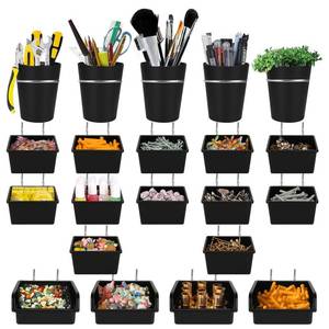 lot 54286 image: Pegboard Bins Pegboard Cups with Hooks, Pegboard Hooks Basket Assortment, Pegboards Wall Organizer for Organizing Craft Accessories Tools Storage Office Workshop Garage Workbench