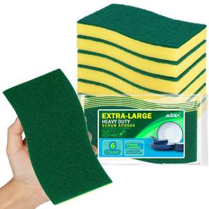lot 54293 image: Sponges Kitchen, XL Heavy Duty Dish Sponge, Cleaning Dish Scrubber Sponge for Home and Kitchen, Extra Large Cleaning Supplies for Pots, Pans, 6 Pack - Retail $6