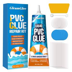 lot 54298 image: Inflatable Repair Patch Kit with 80ml Glue Waterproof Vinyl & PVC Air Mattress Patch Kit for Air Beds, Pool Floats, Bounce Houses, Inflatable Boats, Hot Tubs, Swim Rings & Toys - Retail $9