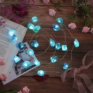 lot 54308 image: Natural Fluorite String Lights Raw Crystal Decorative Lights Healing Cluster Lit 20 LEDs 6.5ft with Remote Control, Hanging Ornaments Decor Battery Operated for Reiki, Wedding, Divination, Display - Retail $16