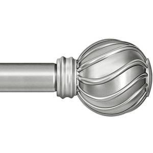 lot 54313 image: Silver Curtain Rods for Windows 48 to 84 Inches Adjustable Length Heavy Duty 78 Diameter Window Curtain Rod with Decorative Finials for Outdoor Farmhouse Bedroom Kitchen Living Room - Retail $24