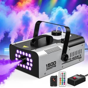 lot 54322 image: 1500W Fog Machine Outdoor Indoor, Halloween Smoke Machine Fog with 20000 CFM Fog Output, 18 Lights 13 Colors and Remote Controls for Party Stage Effect - Retail $120