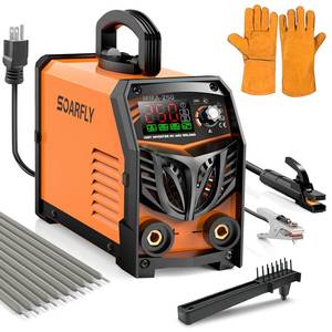 lot 54329 image: Stick Welder, 250Amp ARC Welding Machine with Large LED Display, Dual Voltage 110V220V IGBT Inverter Portable Welder w10 Rods, Ground Clamp, Electrode Clamp, Hot Start, Arc Force, Anti-Stick - Retail $120