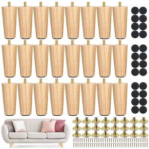 lot 54331 image: 4 Inch Round Solid Furniture Legs Furniture Wooden Replacement Chair Feet Dresser Sofa Couch Legs Table Cabinet Footstool DIY Projects for Home(Wood,24 Pcs) - Retail $46