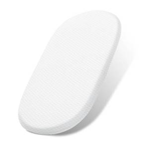 lot 54332 image: Baby Bassinet Mattress, 15 x 30 Dual Sided Gel Memory Foam Mattress with Waterproof, Removable and Breathable Ice Silk Cover, Fit for Moses Basket - Retail $50