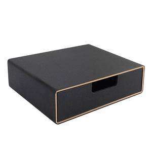 lot 54333 image: Stackable Organizer Drawer PU Leather Classic Handmade,Organize Home Office Desk Accessories and Sort Letter-Size Papera4 Document, Desk Caddy with Drawers Storage Box ,13.1x10x3.7inches,Black - Retail $35