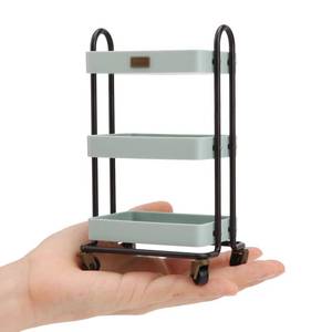 lot 7457 image: Dollhouse Miniature Handcart 3 Layers Storage with Wheels for Mini House Kitchen Furniture Restaurant Cart Trolley Dining Cart Shelf Accessories Garden Decoration (Blue)