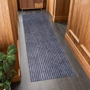 lot 7486 image: Outdoor Runner Rug 2 ft x 8 ft for Hallway with TPR Backing, Gray Wide Stripes Non-Slip Indoor Runner Rugs Suitable for Balcony, Kitchen, Patio, Garage, Deck, Stair and Entryway Areas