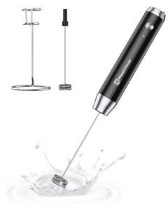lot 7516 image: Maestri House Rechargeable Milk Frother with Stand, LunaFro Handheld Electric Foam Maker Waterproof Detachable Stainless Steel Whisk Drink Mixer Foamer for Lattes, Cappuccino